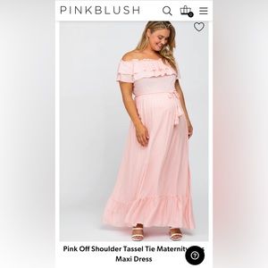 Pink Blush Maternity Off Shoulder Tassel Dress